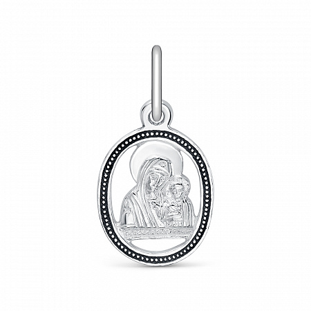 006к Образ (БМ Казанская) из серебра частичное чернение литье круглый