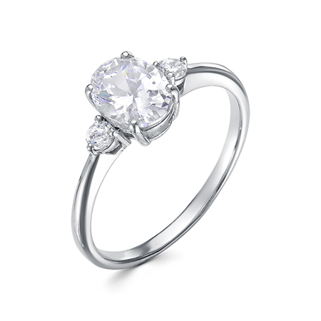 Кольцо с фианитом родированное серебро 925*