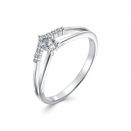 Кольцо с фианитом родированное серебро 925*