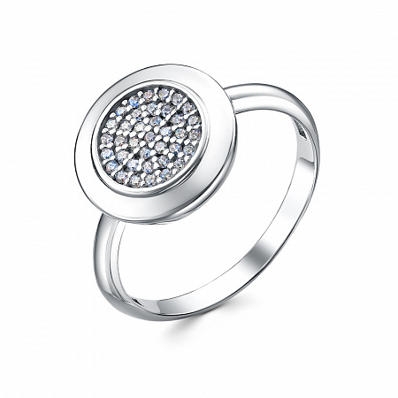 Кольцо с фианитом родированное серебро 925*