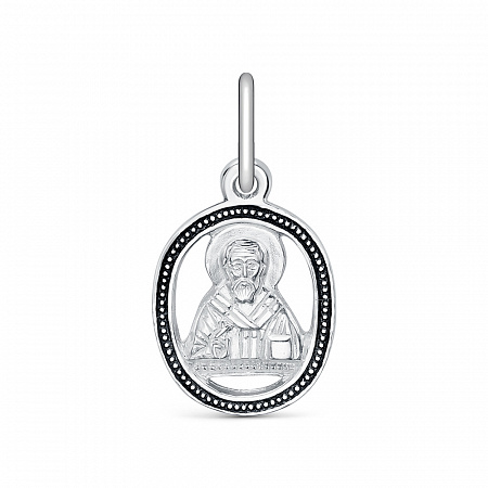 005к Образ (Свт.Николай) из серебра частичное чернение литье круглый