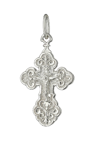 Крест из серебра литье белый