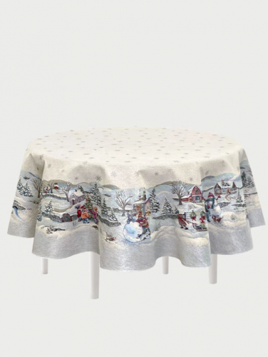 Новогодние каникулы Скатерть круг д160 см серебро 2413539 New