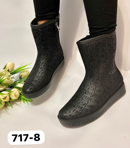 Maidi T717-8 Ботинки женские чер рептилия резина