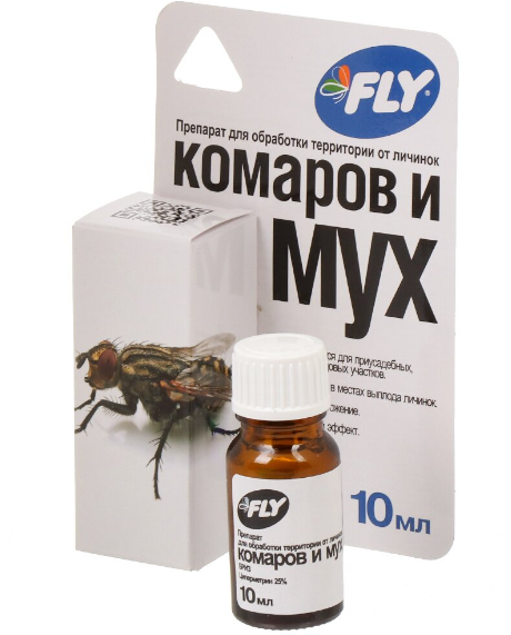 Флай (фл.10мл) от личинок комаров и мух 50шт/м JOY