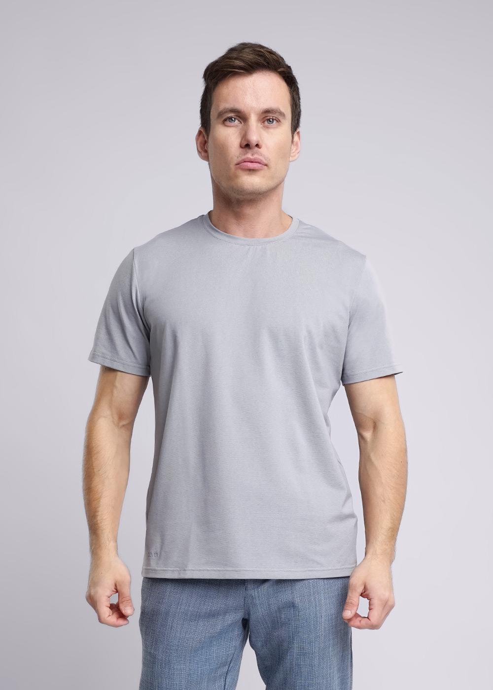 CLE 600309/2гн_п Футболка мужская 600309/2гн_п св.серый/белый