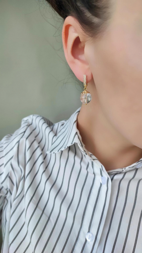 Серьги с горным хрусталём асимметричная пара