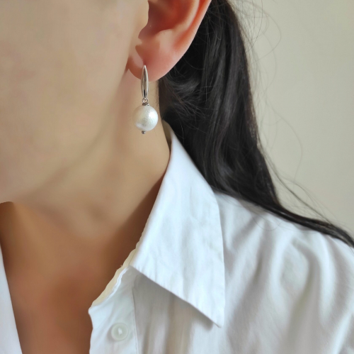 Серьги с хлопковым жемчугом асимметрия
