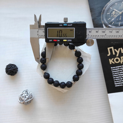 Браслет из вулканита, камни диаметром 10мм