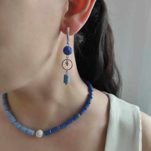 Серьги из сине-голубого вулканита