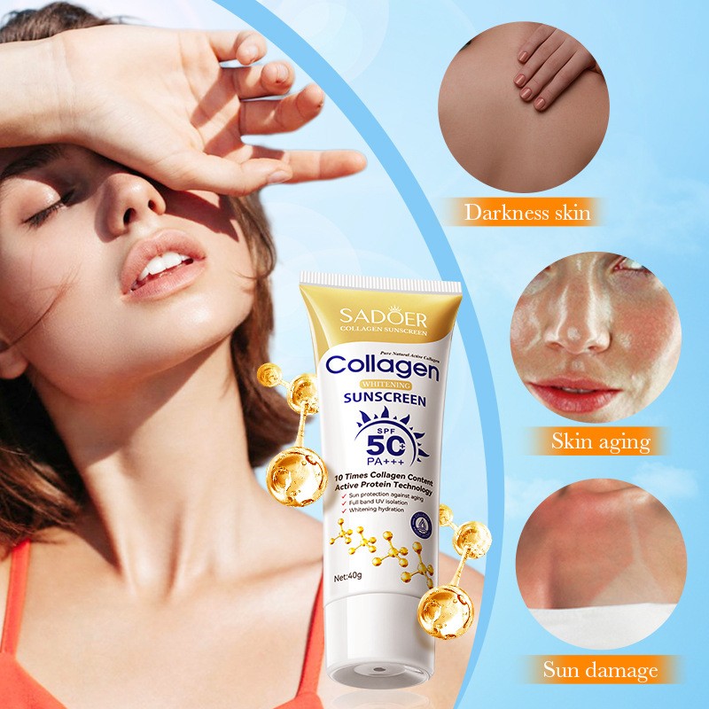 Солнцезащитный крем для лица с коллагеном SPF50+ PA+++ Sadoer, 40 гр.