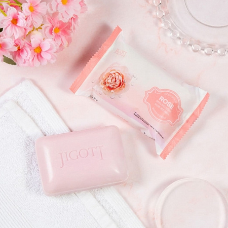 Jigott Мыло-скраб для лица и тела с экстрактом розы / Rose Scrub Soap, 150 г