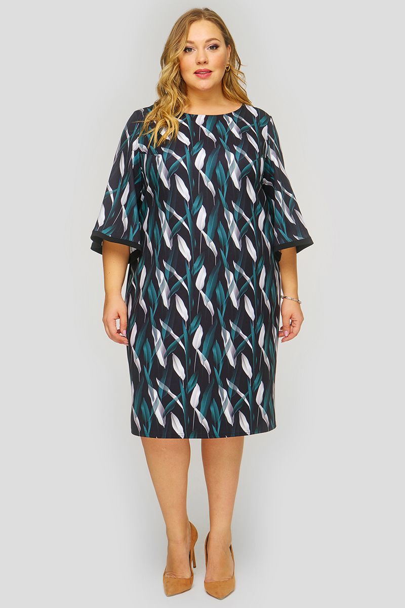 Платье базовое с широкими рукавами, принт