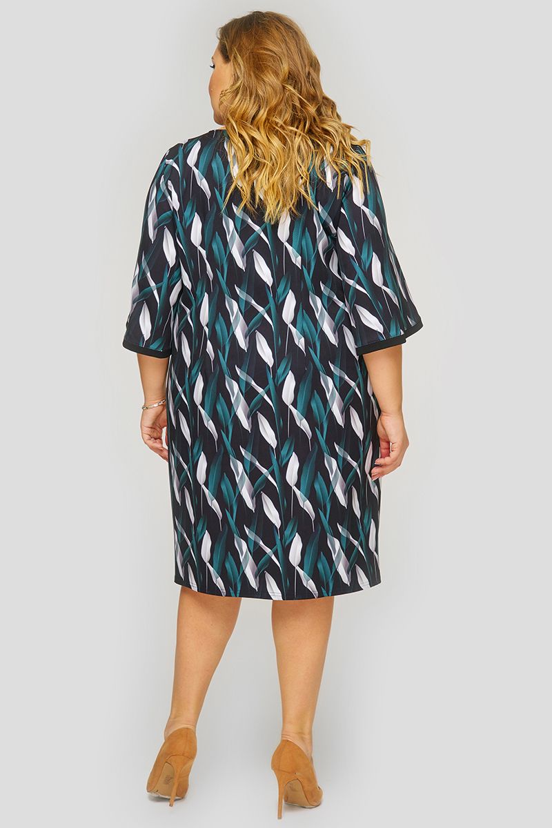 Платье базовое с широкими рукавами, принт