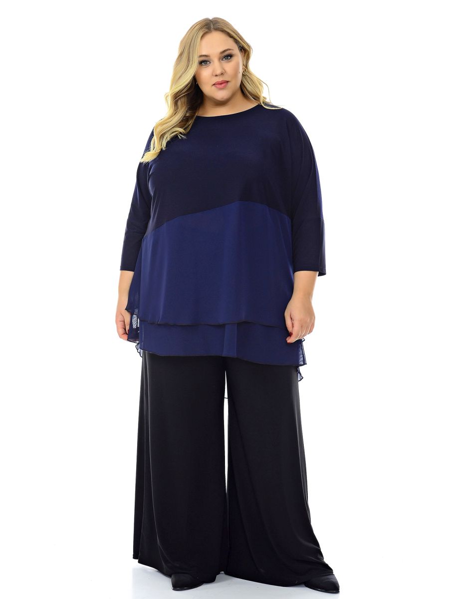 Туника комбинированная, темно-синяя