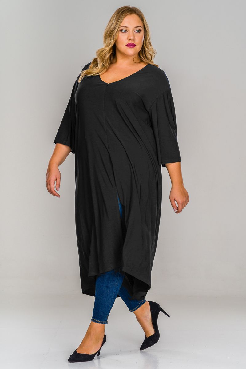 Туника удлиненная асимметричная, черная