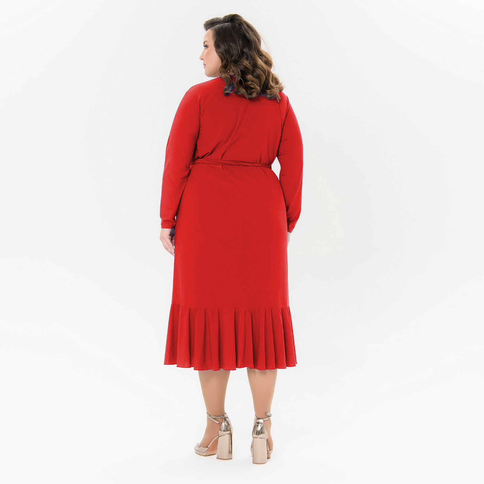 Платье с воланом из трикотажа -