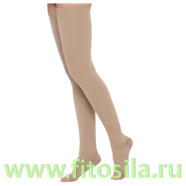 Чулки компрессионные до бедра с открытым мыском 1 класс компрессии, Типоразмер № 2 ПАРА. Цвет - кремовый. Артикул -Ч1(п)-К