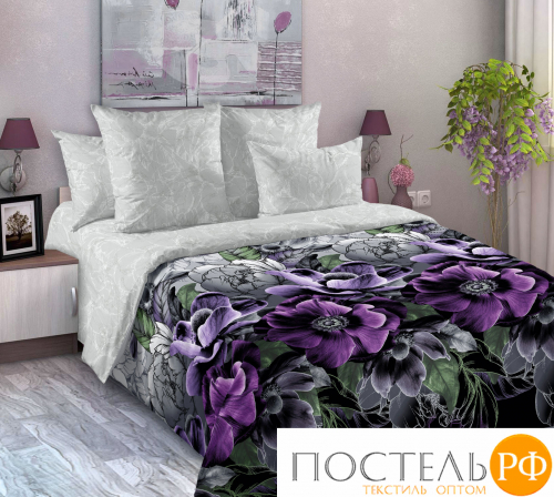 1250ПН660651 Тишина ночи 1 Фиол КПБ 1,5 спал 2 нав с комп арт 1250ПН Перкаль Королевское искушение