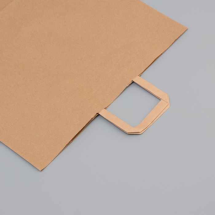 Пакет бумажный крафт 90 г/м², плоская ручка, 40×15×45 см