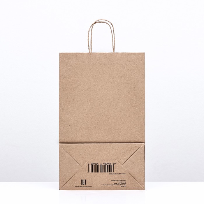 Пакет бумажный крафт 90 г/м², круглая ручка 22×12×34.5 см