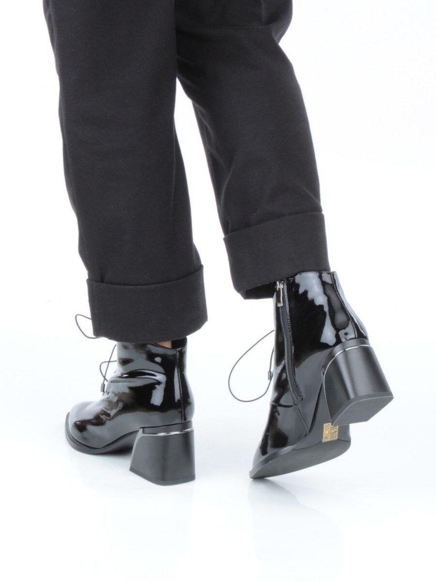 04-Z4229R-2 BLACK Ботильоны демисезонные женские (натуральная кожа, натуральная байка)