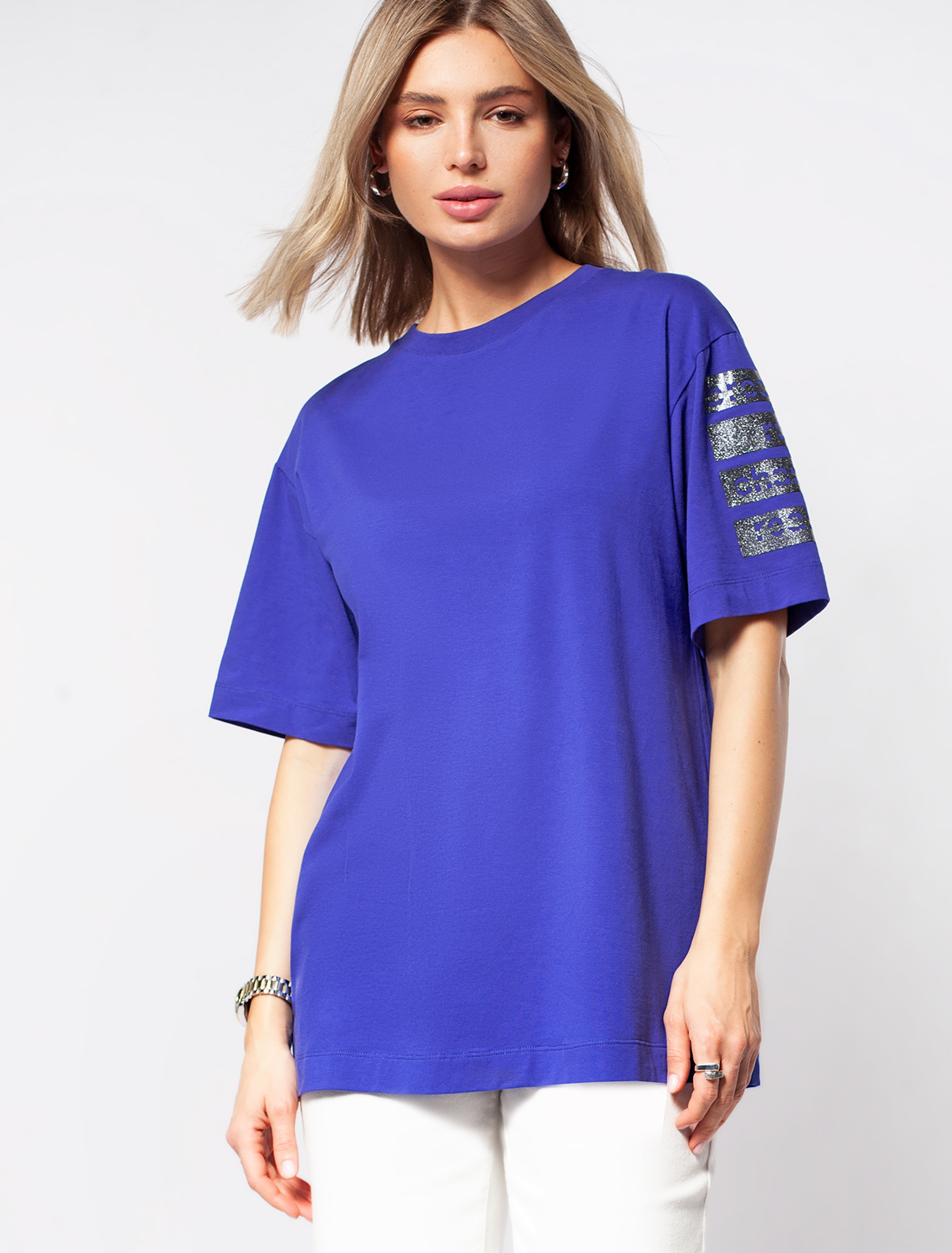 Ст.цена 1290р Футболка из премиального хлопка с авторским принтом D49.974 васильковый_break_rules