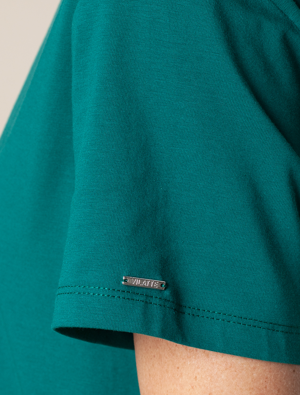 Ст.цена 1290р Футболка из премиального хлопка с принтом «мечта» на разных языках D49.973 зеленый_dream