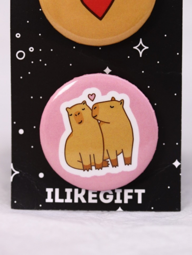 Набор значков 3 шт. iLikeGift «Capybara love»