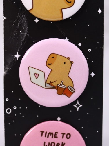 Набор значков 3 шт. iLikeGift «Capybara works»