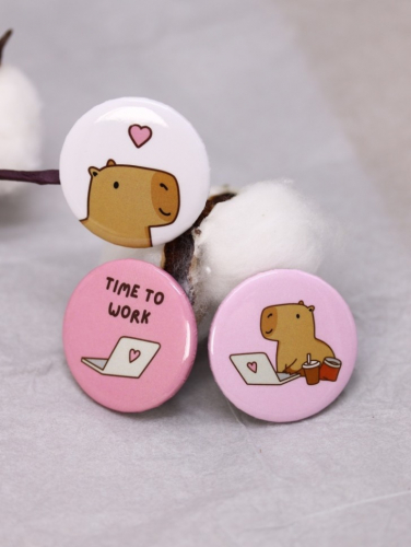 Набор значков 3 шт. iLikeGift «Capybara works»