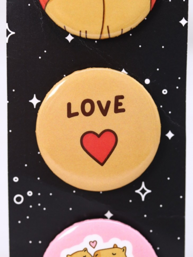 Набор значков 3 шт. iLikeGift «Capybara love»