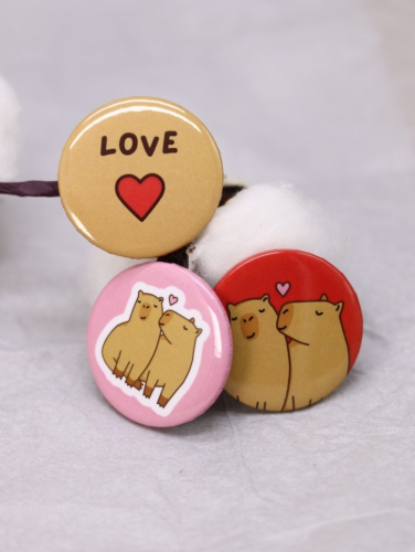 Набор значков 3 шт. iLikeGift «Capybara love»