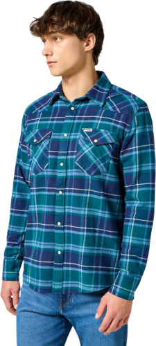 Рубашка мужская FLANNEL WESTERN SHIRT DEEP TEAL, WRANGLER