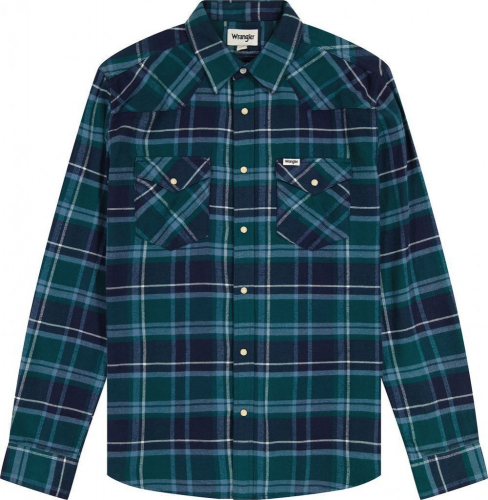 Рубашка мужская FLANNEL WESTERN SHIRT DEEP TEAL, WRANGLER