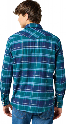 Рубашка мужская FLANNEL WESTERN SHIRT DEEP TEAL, WRANGLER