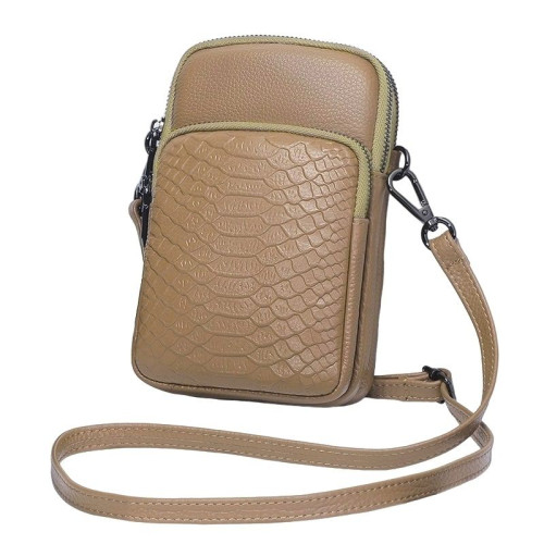 Кожаная сумка для телефона 6562 KHAKI