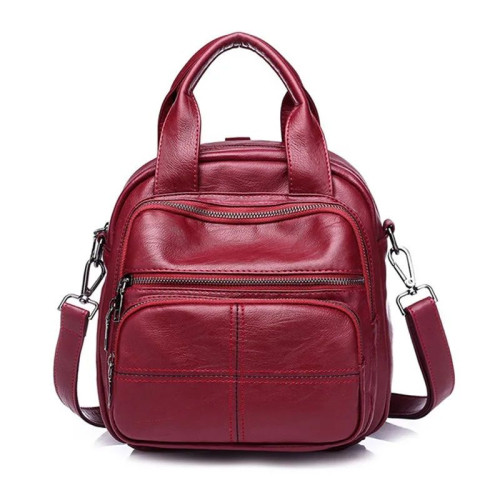 Женская кожаная сумка-рюкзак 955 RED