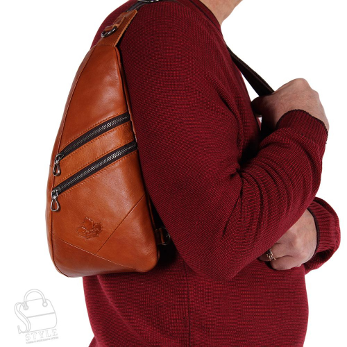 Рюкзак мужской кожаный  99012Z brown Zinimsk