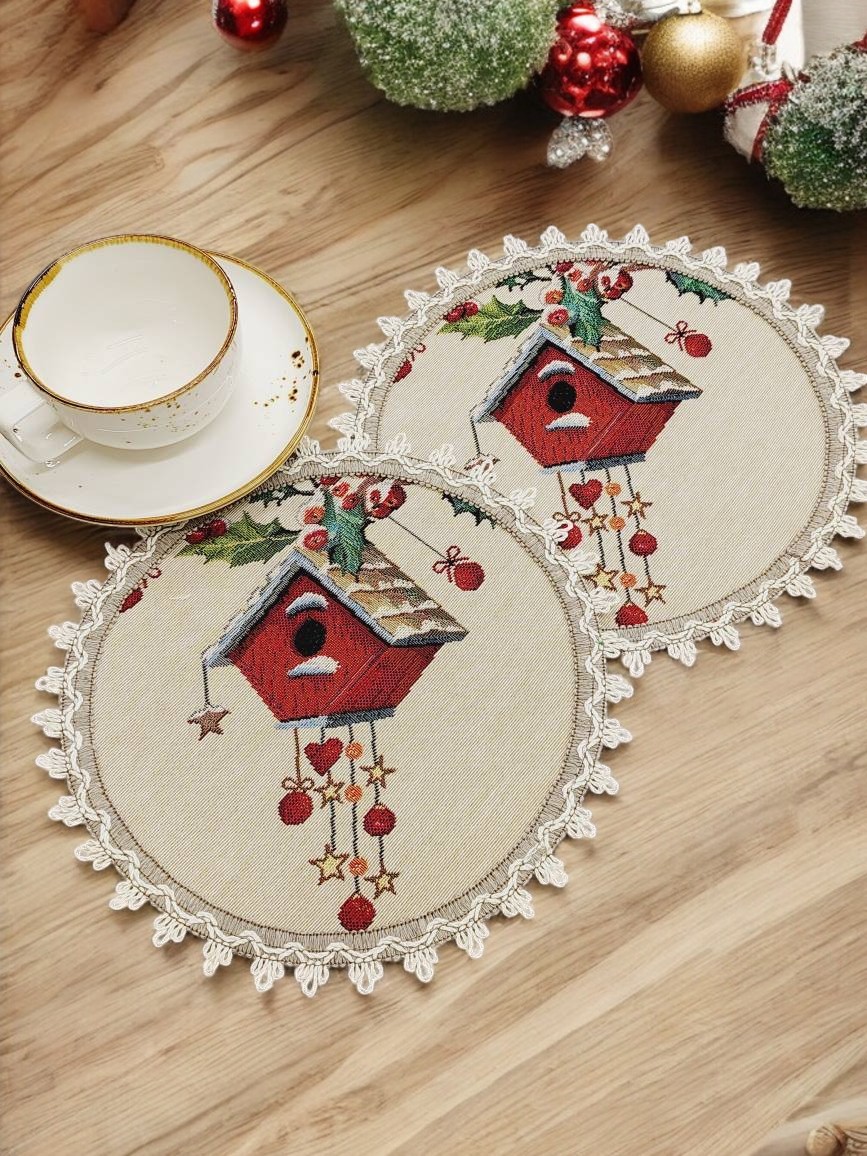 Зимний пир Скворечники Комплект салфеток 2шт круг д24 см Н/Р 2416789