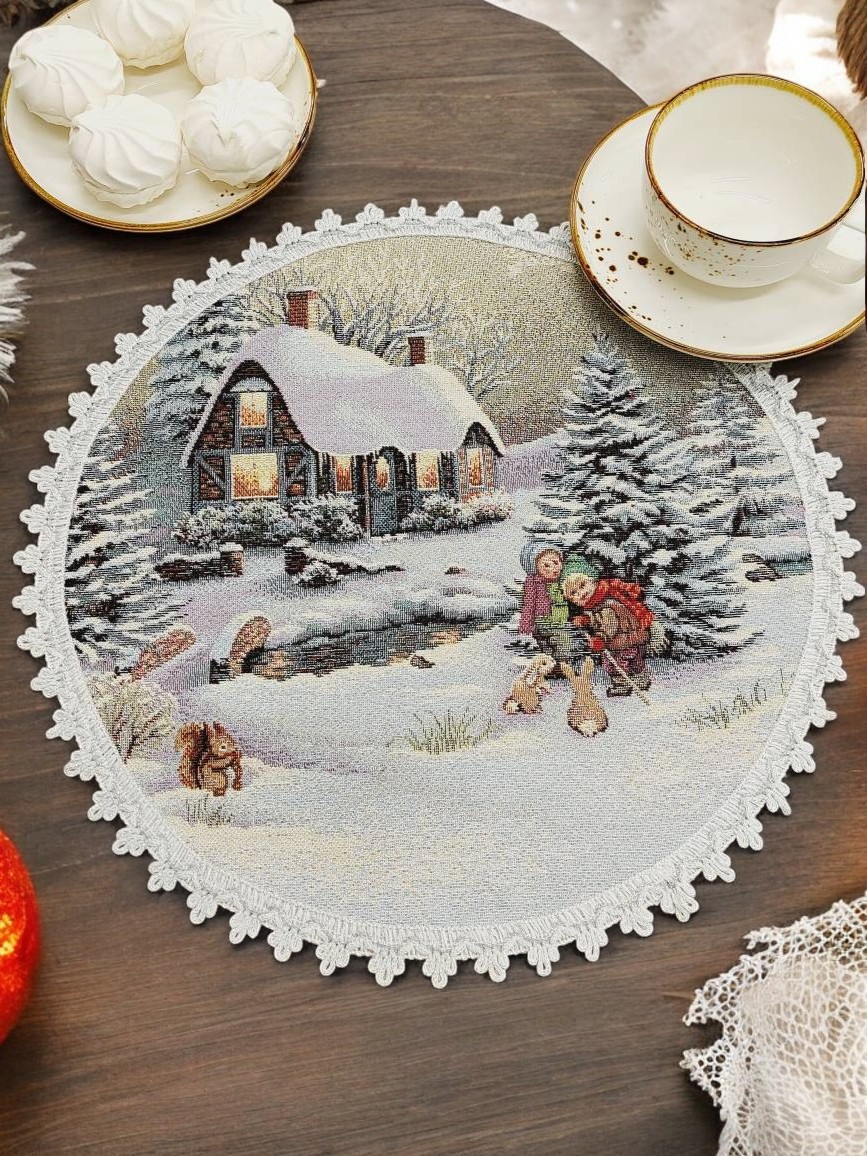 Гензель и Гретель Салфетка д37 см 2416756 серебро New