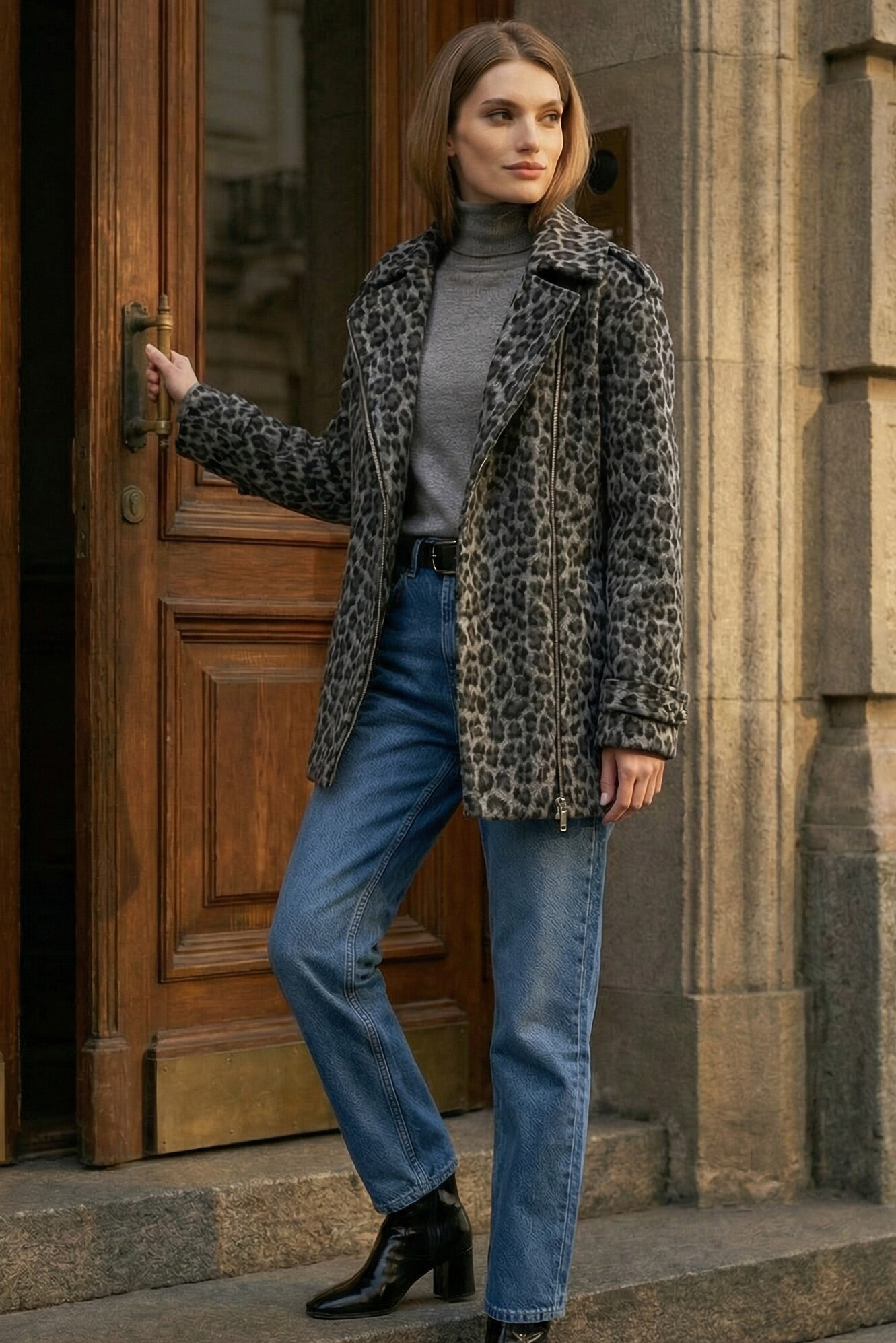 ст. цена6990руб.! Куртка леопардовая из пальтовой ткани