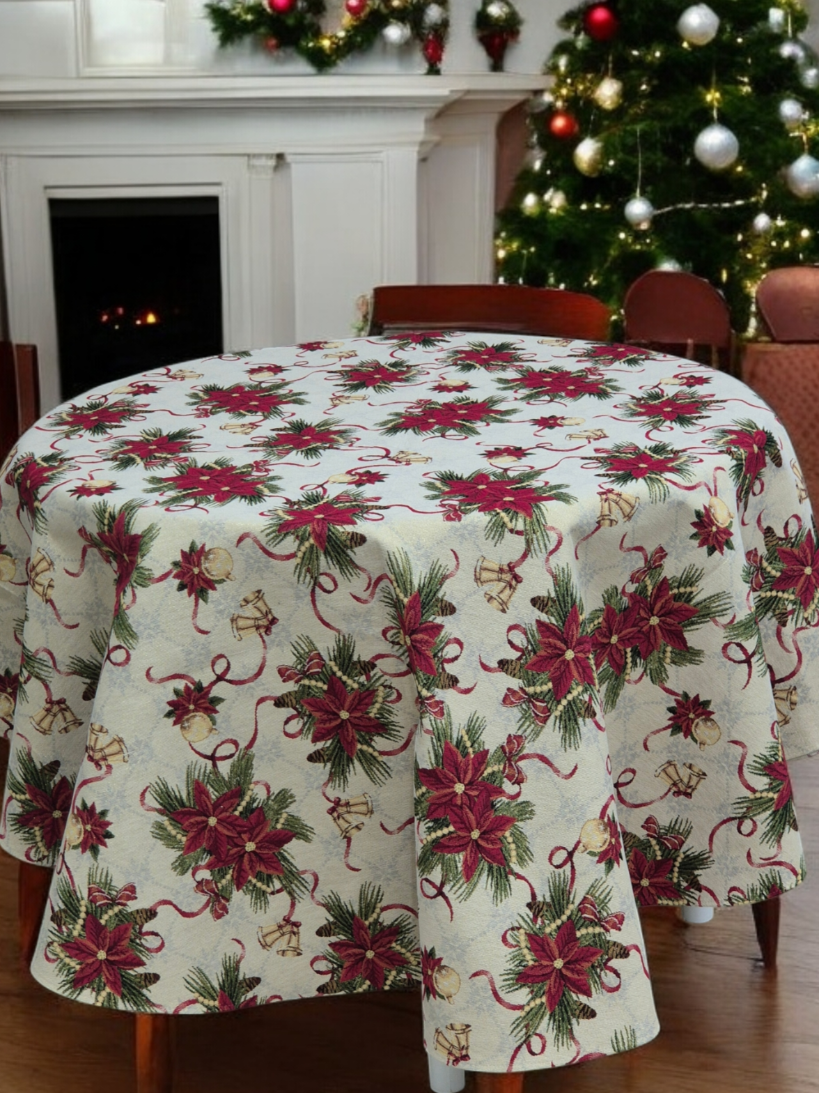 Колокольчики Скатерть овал 160х340 см Н/Р золото 2415814 New