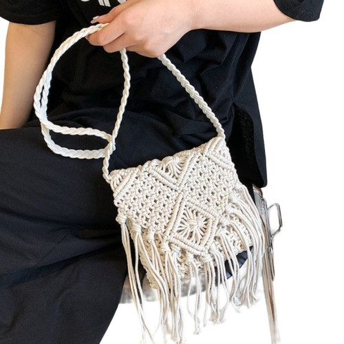 Женская плетёная сумка макраме P35 D BLUE