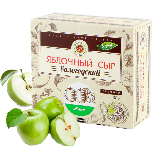 Сыр яблочный с вяленым Яблоком БЕЗ САХАРА 300гр.