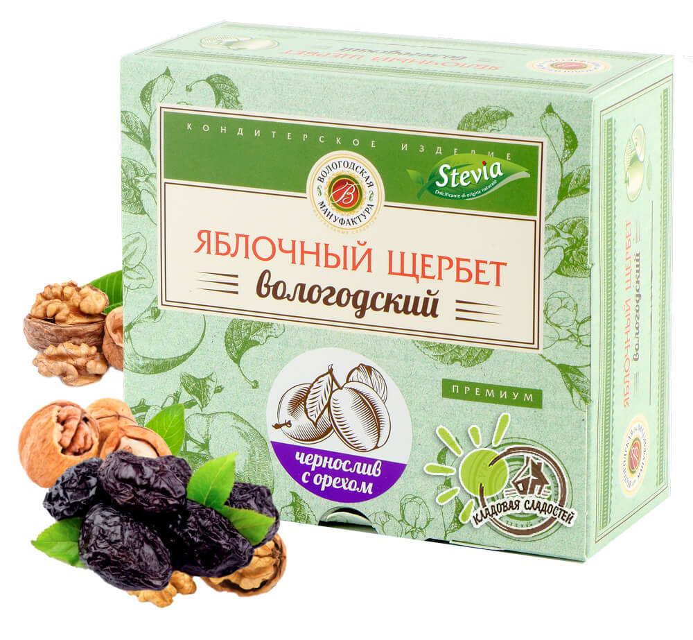 Щербет яблочный с черносливом и орехом БЕЗ САХАРА 250гр.