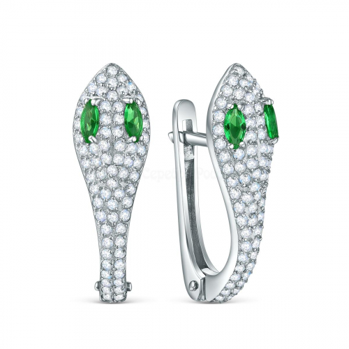 Серьги из серебра с фианитами родированные - Змеи 2-653р23200