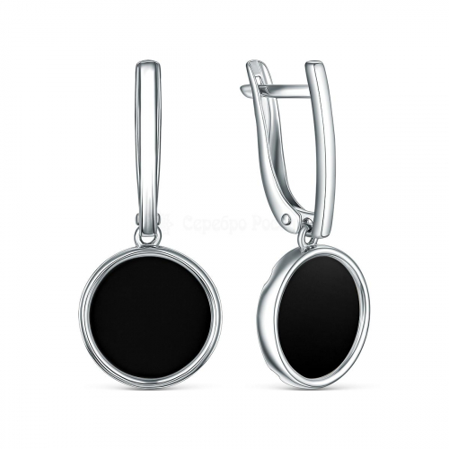 Серьги из серебра с ониксом родированные 4-2156-2р442