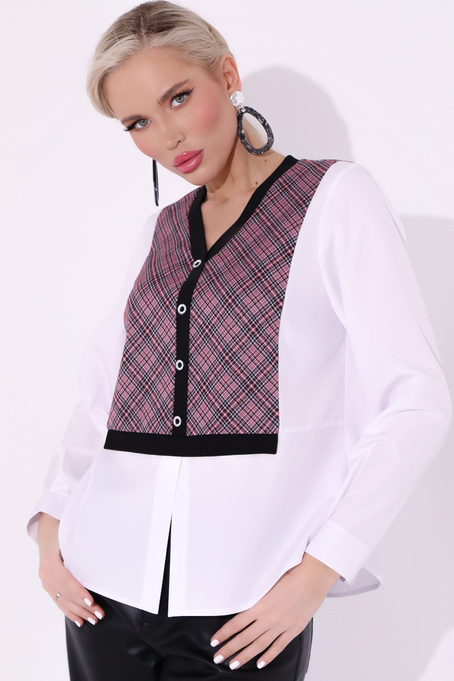 СТ. ЦЕНА 1170 руб//Блуза Кристи (клетка/красный)