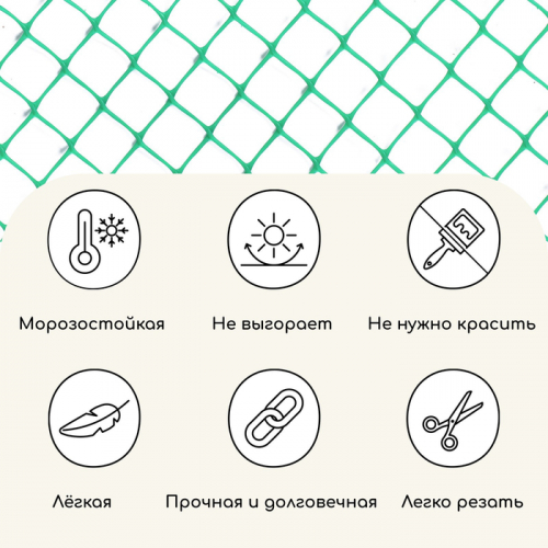 Сетка садовая, 1 × 10 м, ячейка ромб 40 × 40 мм, пластиковая, зелёная, Greengo, в рулоне
